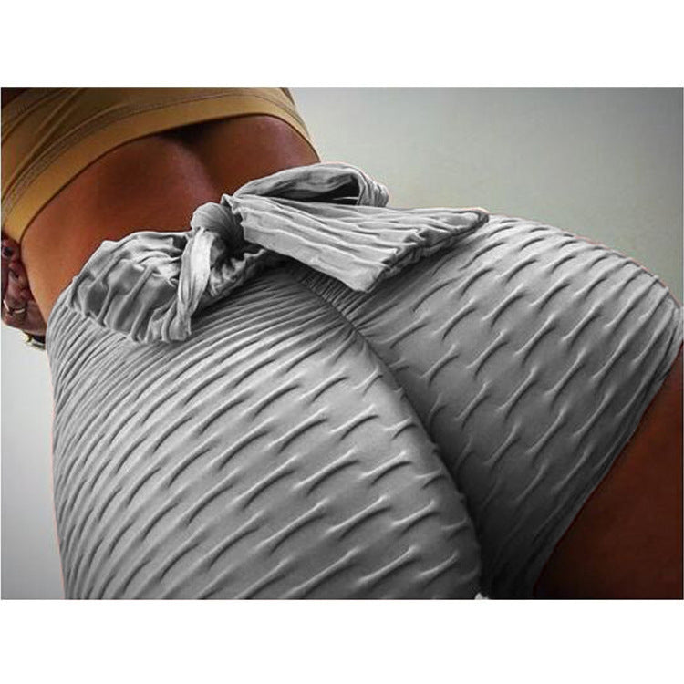 Women’s textured scrunch shorts with bow detail