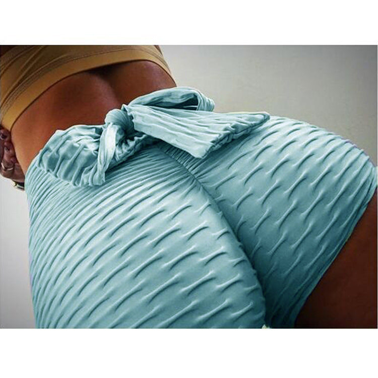 Women’s textured scrunch shorts with bow detail