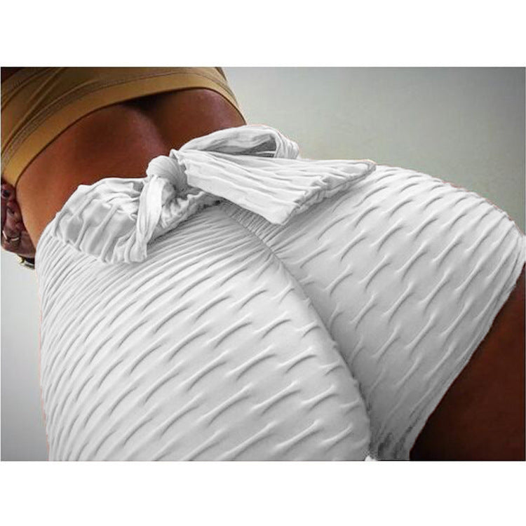 Women’s textured scrunch shorts with bow detail