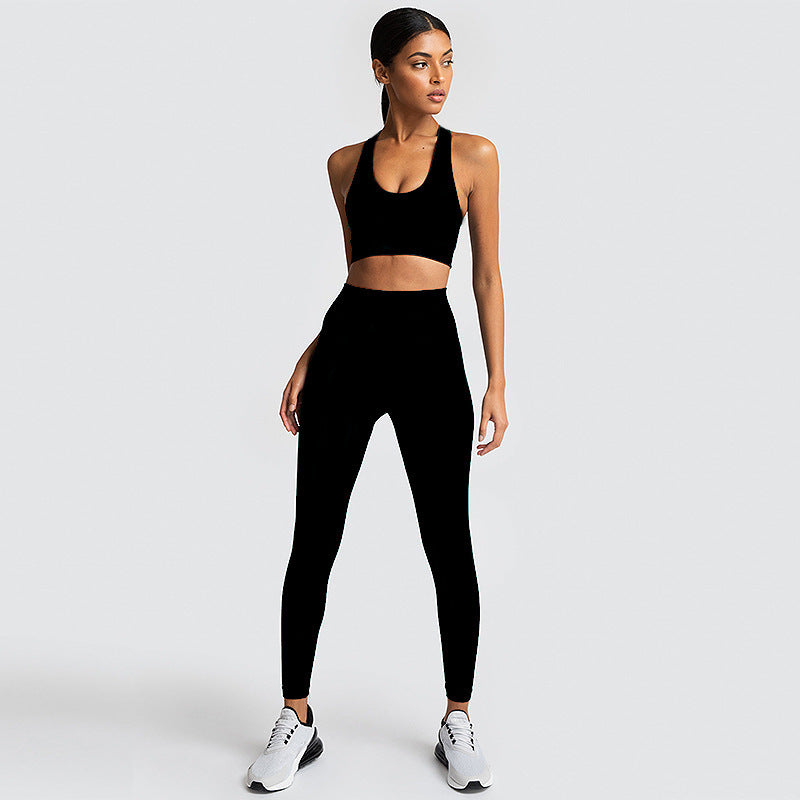 Women’s seamless high-waist leggings and crop top set