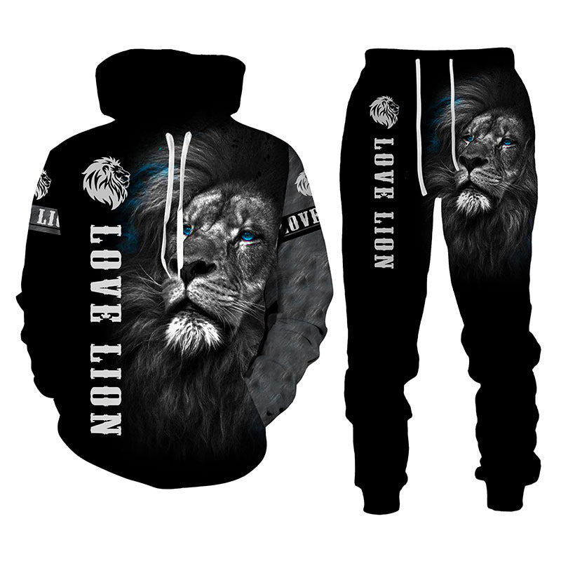 Men’s printed hoodie and jogger two-piece tracksuit