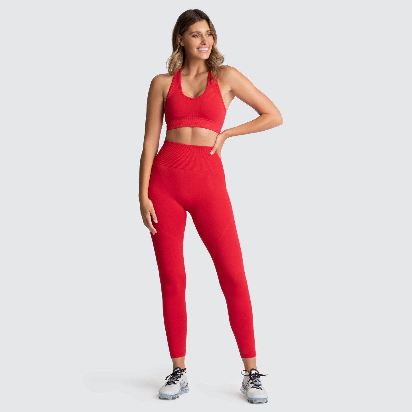 Women’s seamless high-waist leggings and crop top set