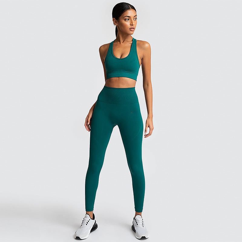 Women’s seamless high-waist leggings and crop top set