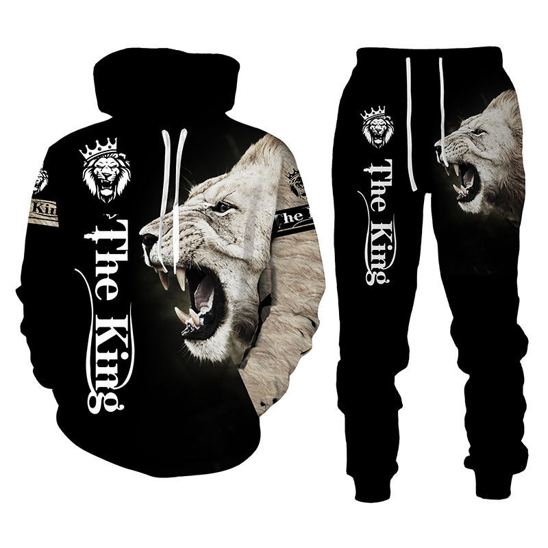 Men’s printed hoodie and jogger two-piece tracksuit