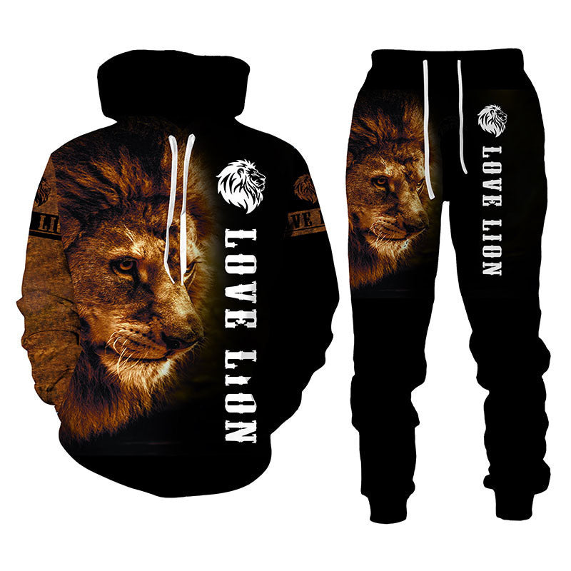 Men’s printed hoodie and jogger two-piece tracksuit