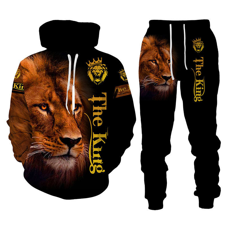 Men’s printed hoodie and jogger two-piece tracksuit