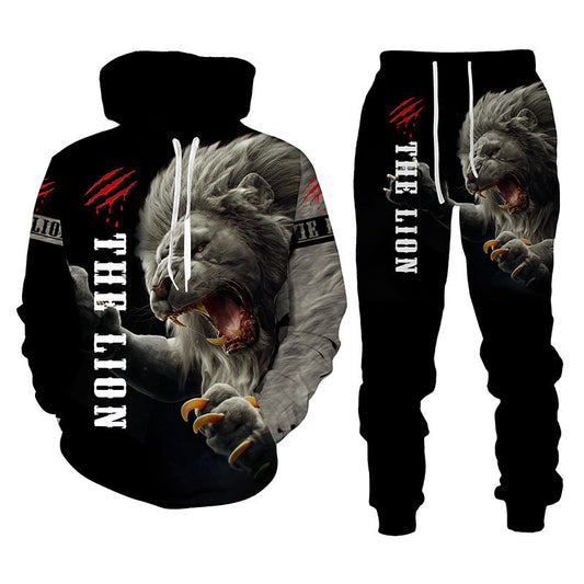 Men’s printed hoodie and jogger two-piece tracksuit