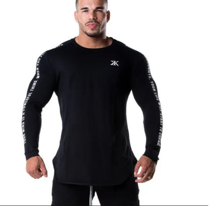 Men’s slim-fit long-sleeve shirt with printed sleeve design