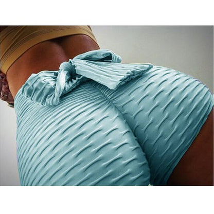 Women’s textured scrunch shorts with bow detail