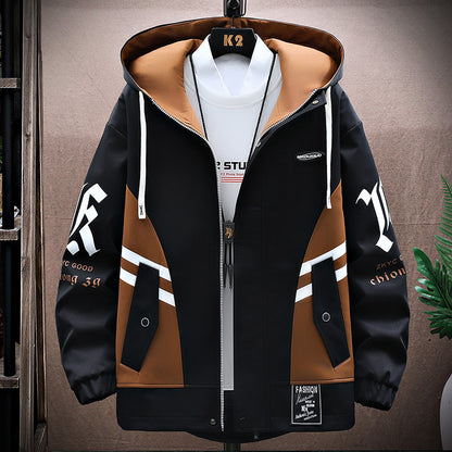 Men’s hooded tracksuit set with printed details