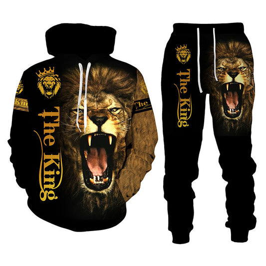 Men’s printed hoodie and jogger two-piece tracksuit