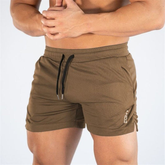 Men’s athletic workout shorts with drawstring waistband