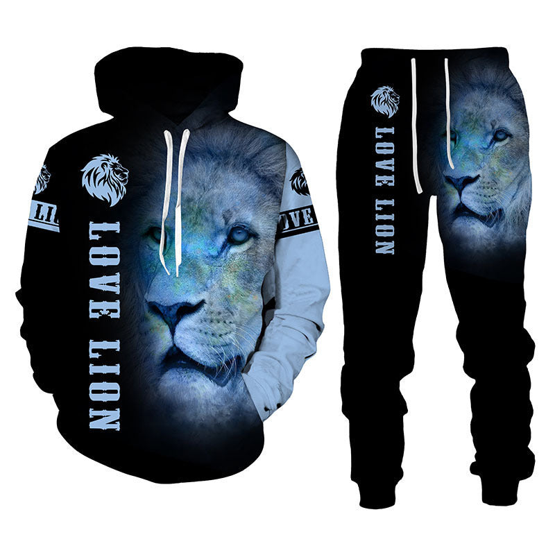 Men’s printed hoodie and jogger two-piece tracksuit