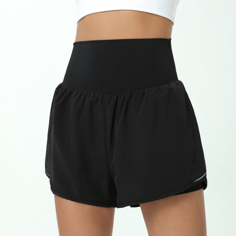 Women’s high-waist layered shorts with side pocket