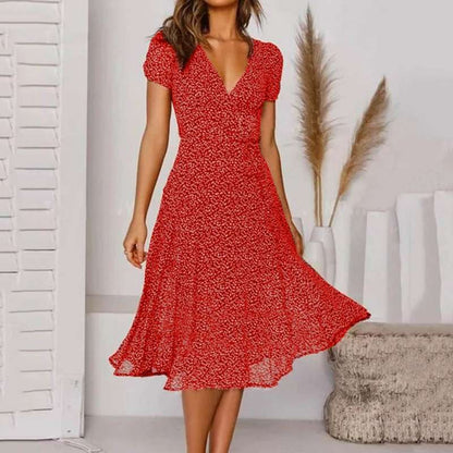 Elegant maxi dress for women with V-neck